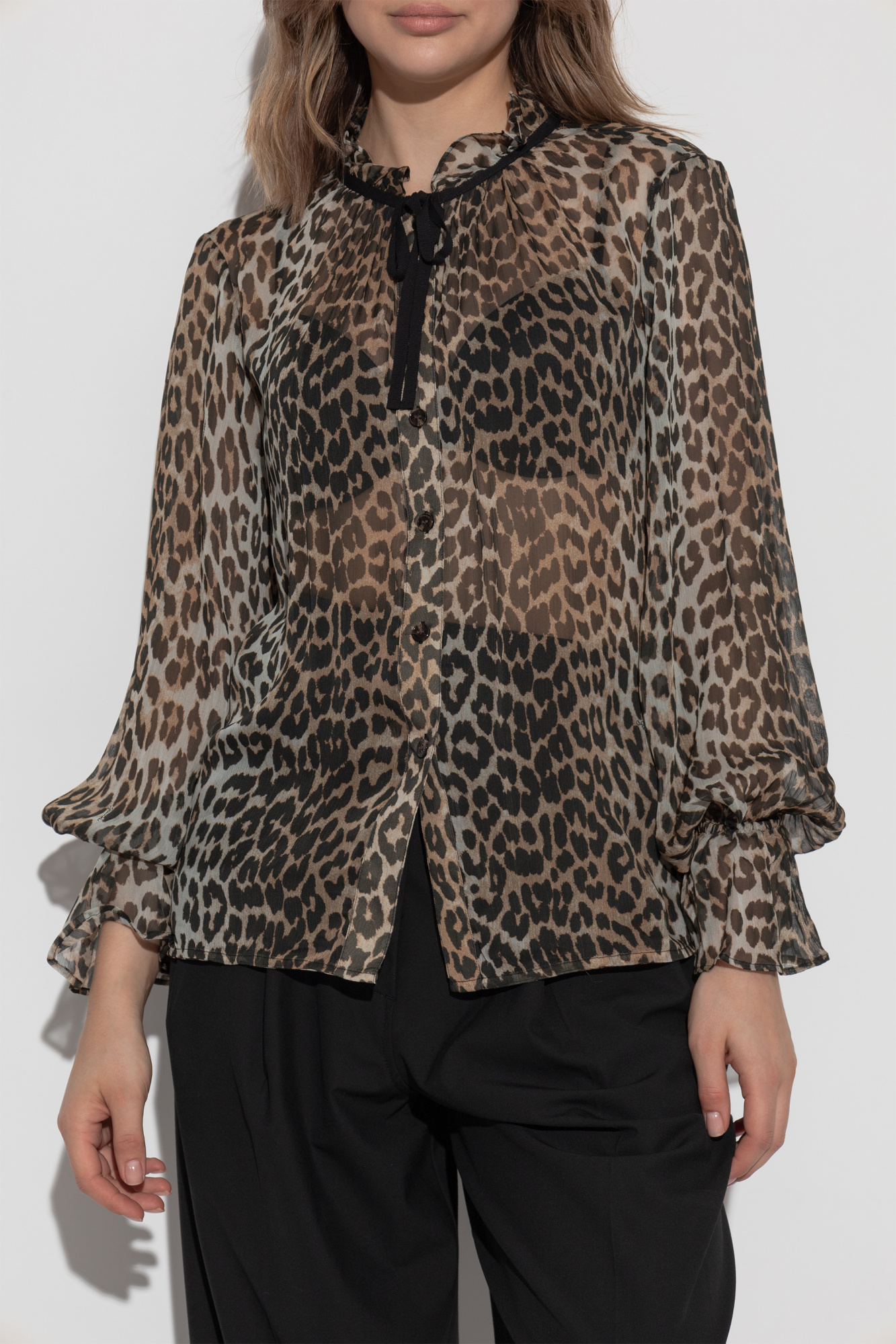 T-shirt Ganni Brown size 10 UK in Polyester - 56150885